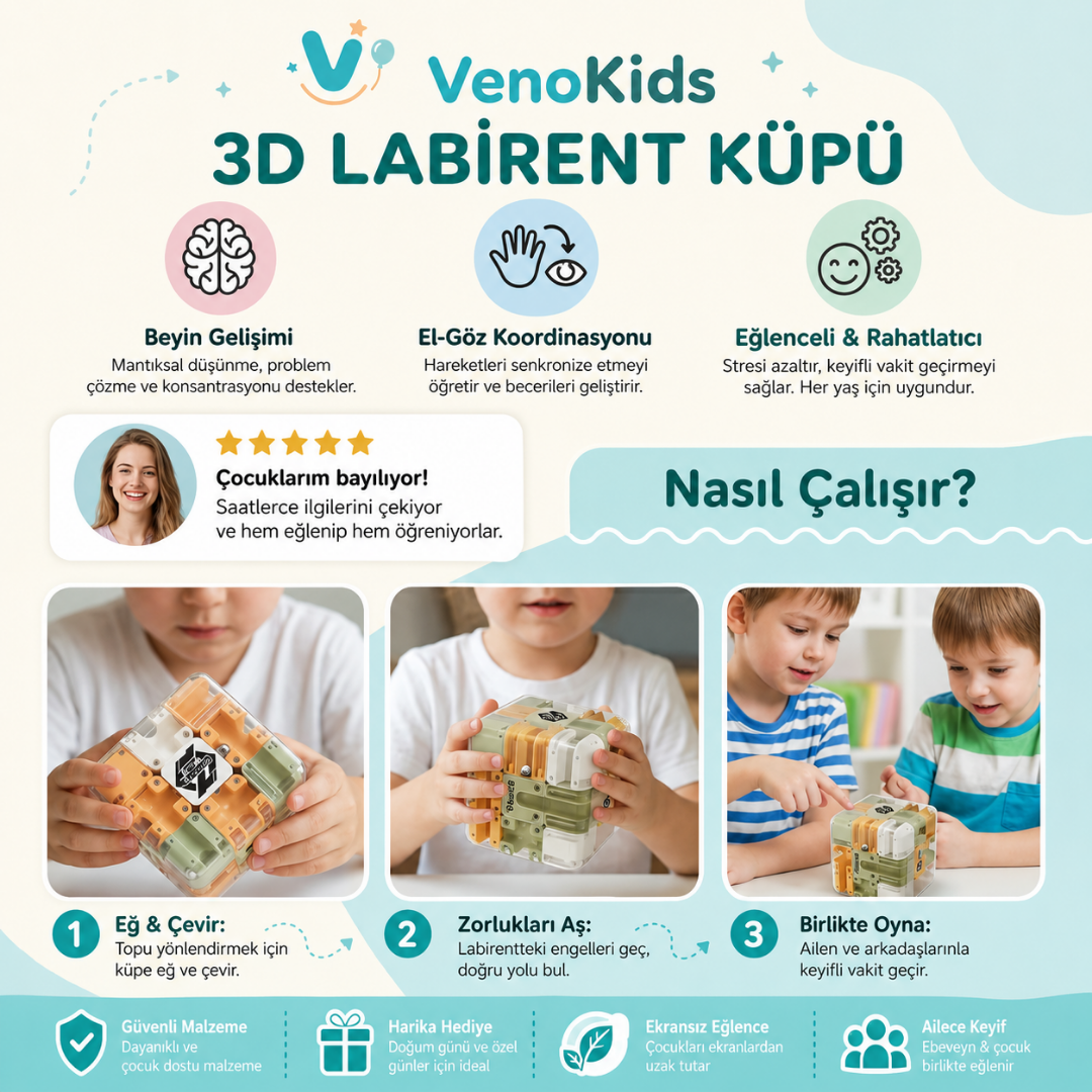 Veno Kids | 3D Labirent Bulmaca Küpü